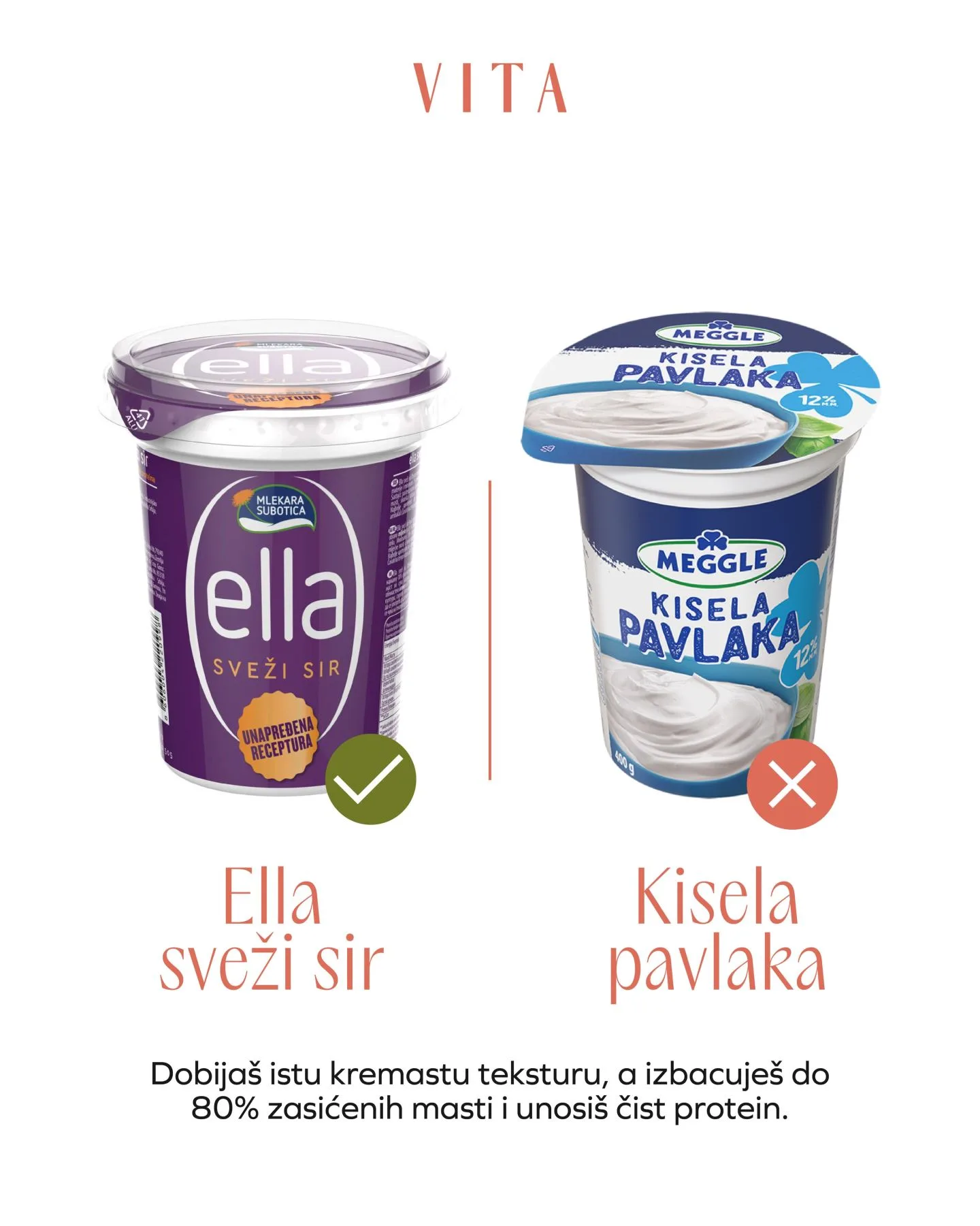 ella sveži sir i kisela pavlaka na beloj podlozi